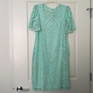 Mint Green Dress w/Lace Overlay